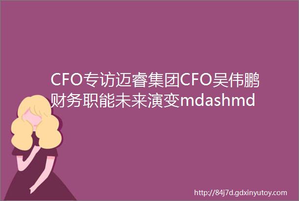 CFO专访迈睿集团CFO吴伟鹏财务职能未来演变mdashmdash从会计核算到业务驱动